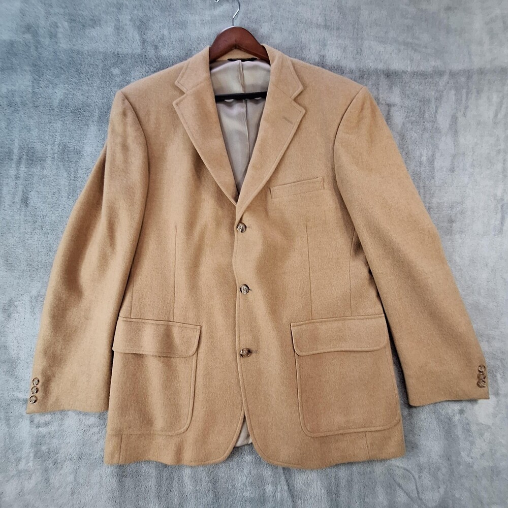 Orvis Blazer Mens 44 Long Beige 3 Button Single Vent Sport Coat Jacket USA